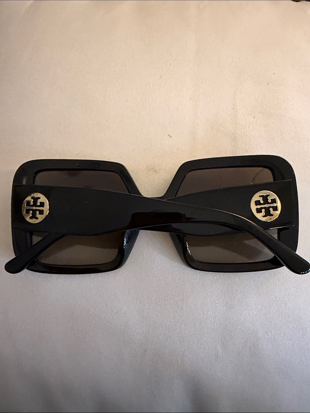 Tory Burch Black Square Sunglasses with Gold Logo Accents